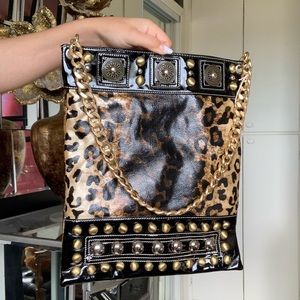 Gorgeous black and gold handbag with chain strap